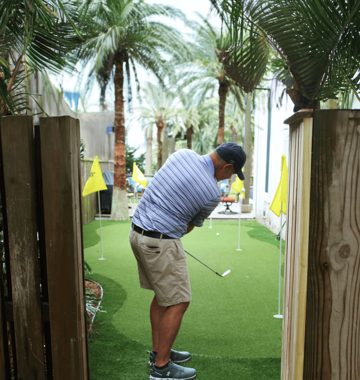 Man on putting green